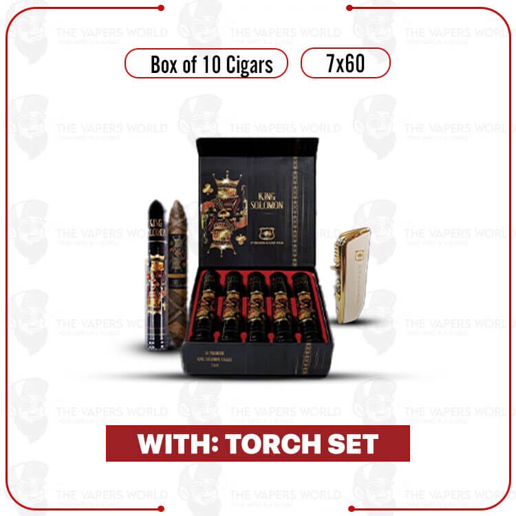 King Solomon 7x60 Box of 10 Cigars with Torch Set