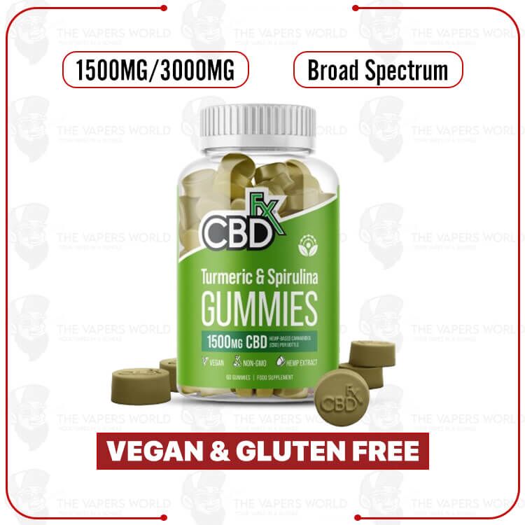 CBDFx CBD Gummies with Turmeric and Spirulina - 1500MG